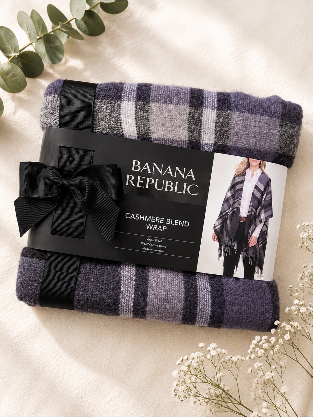 NWT New Banana Republic Cashmere Blend Plaid Wrap